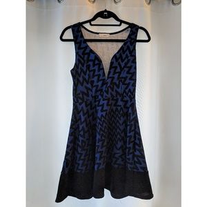 Blue and black patterned dress